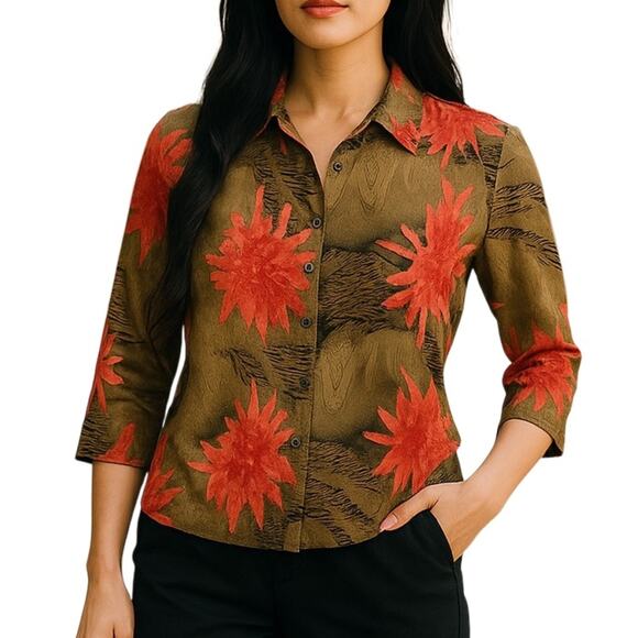 Alberto Makali Tops - Vintage Alberto Makali Y2K Semi-Sheer Crinkle Abstract Blouse Size Small NWOT